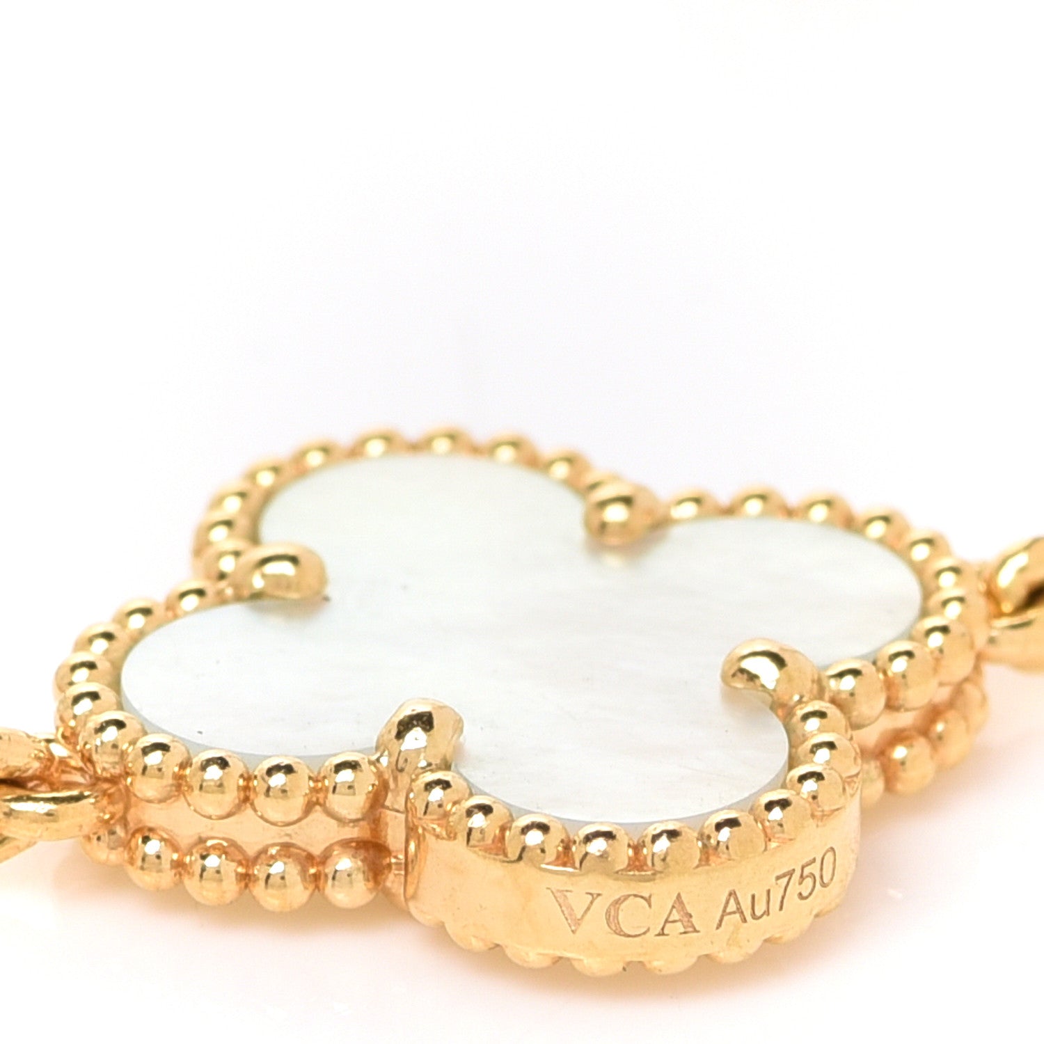Van Cleef & Arpels 18K Yellow Gold Mother of Pearl 5 Motifs Vintage Alhambra Bracelet 4 of 6