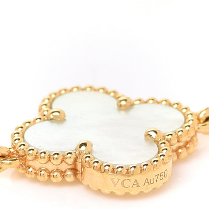 Van Cleef & Arpels 18K Yellow Gold Mother of Pearl 5 Motifs Vintage Alhambra Bracelet 4 of 6