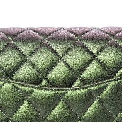 Chanel Iridescent Lambskin Quilted Medium Double Flap Green 11 of 14
