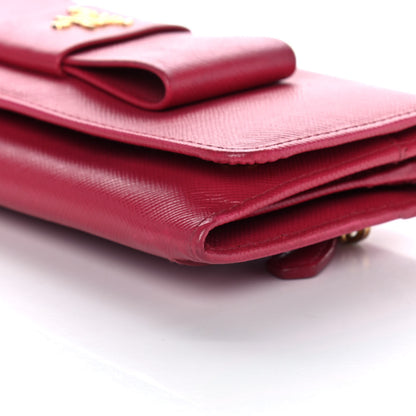 Prada Saffiano Fiocco Bow Continental Wallet Peonia 9 of 15