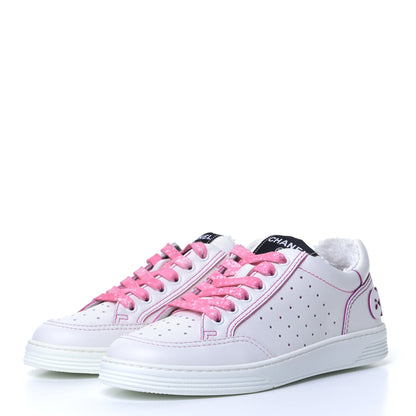 Chanel Calfskin Womens Logo Sneakers 36 White Pink 2 of 8