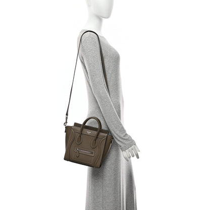 Celine Drummed Calfskin Nano Luggage Souris 2 of 10