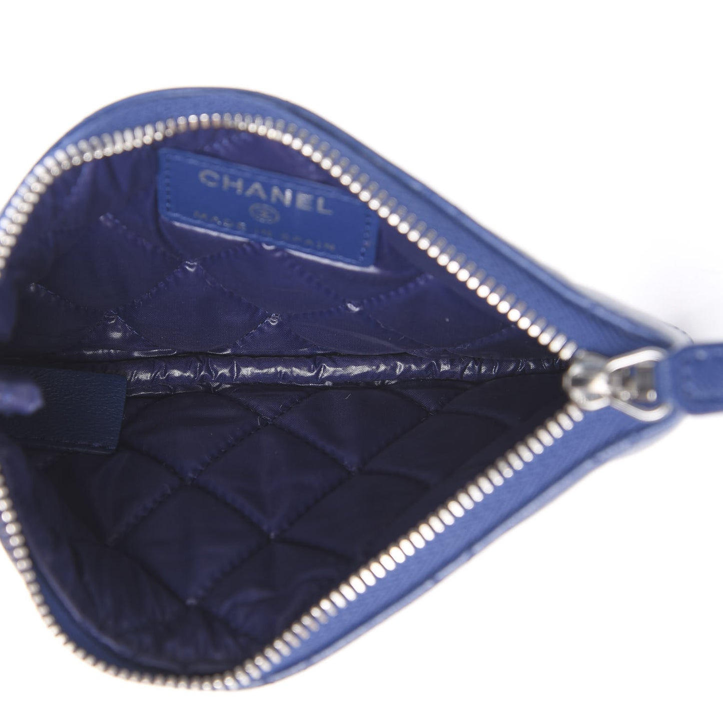 Lambskin Quilted Small Cosmetic Case Navy