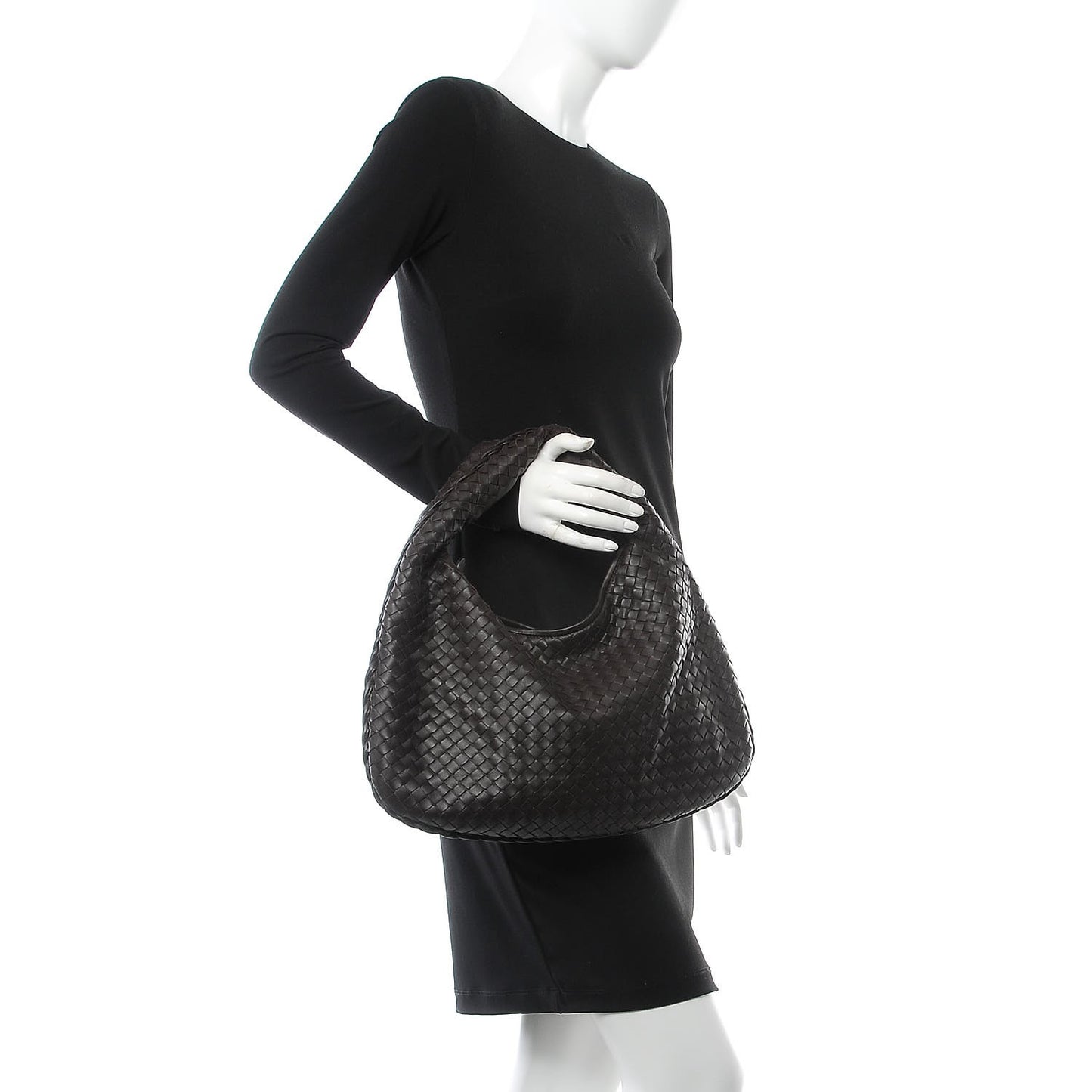 Nappa Intrecciato Small Veneta Hobo Ebano
