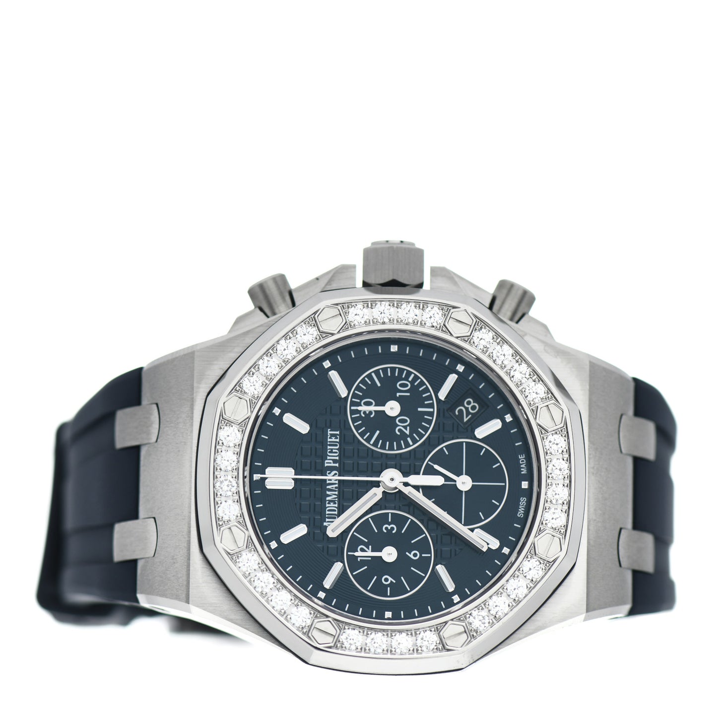 Stainless Steel Rubber Diamond 37mm Royal Oak Offshore Chronograph Automatic Watch Blue 26231ST.ZZ.D027CA.01