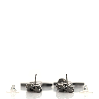 Chanel Metal CC Pick Drop Earrings Ruthenium 3 of 4