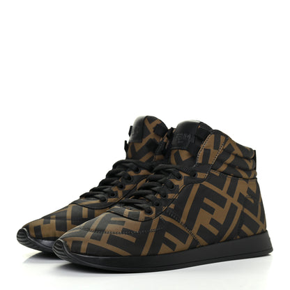 Fendi Nylon FF Reloaded High Top Sneakers 35 Tobacco Black 3 of 10