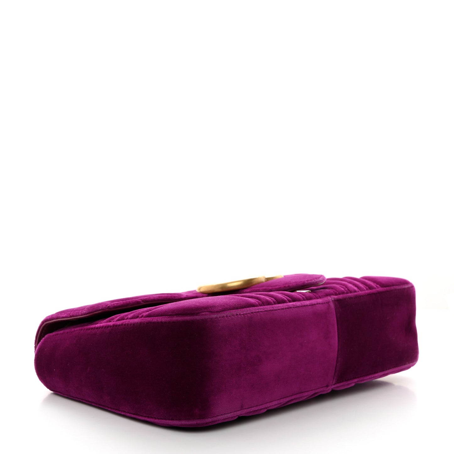 Velvet Matelasse Medium GG Marmont Shoulder Bag Fuchsia Violet Cyclamen