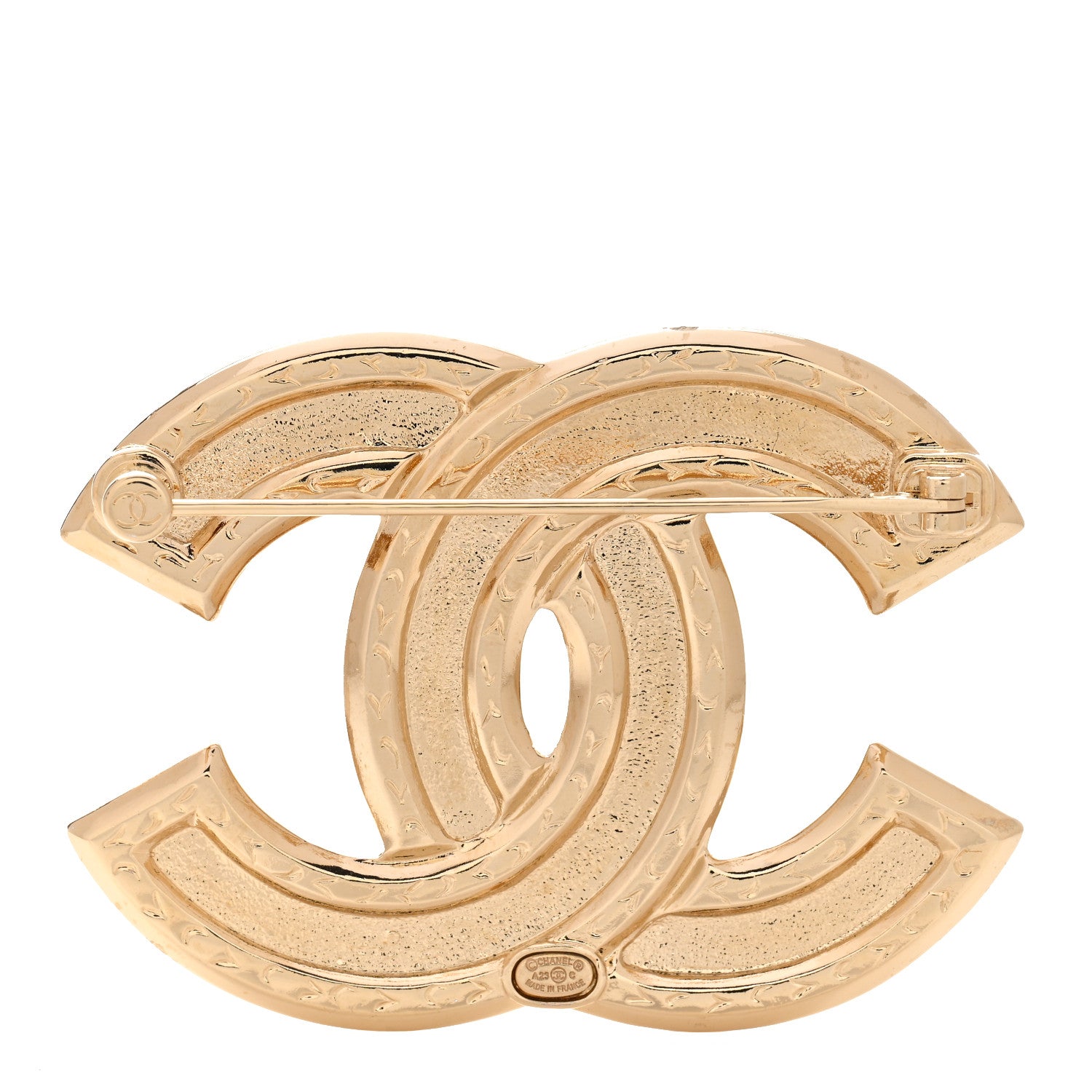 Chanel Crystal Quilted CC Brooch Gold 3 of 5