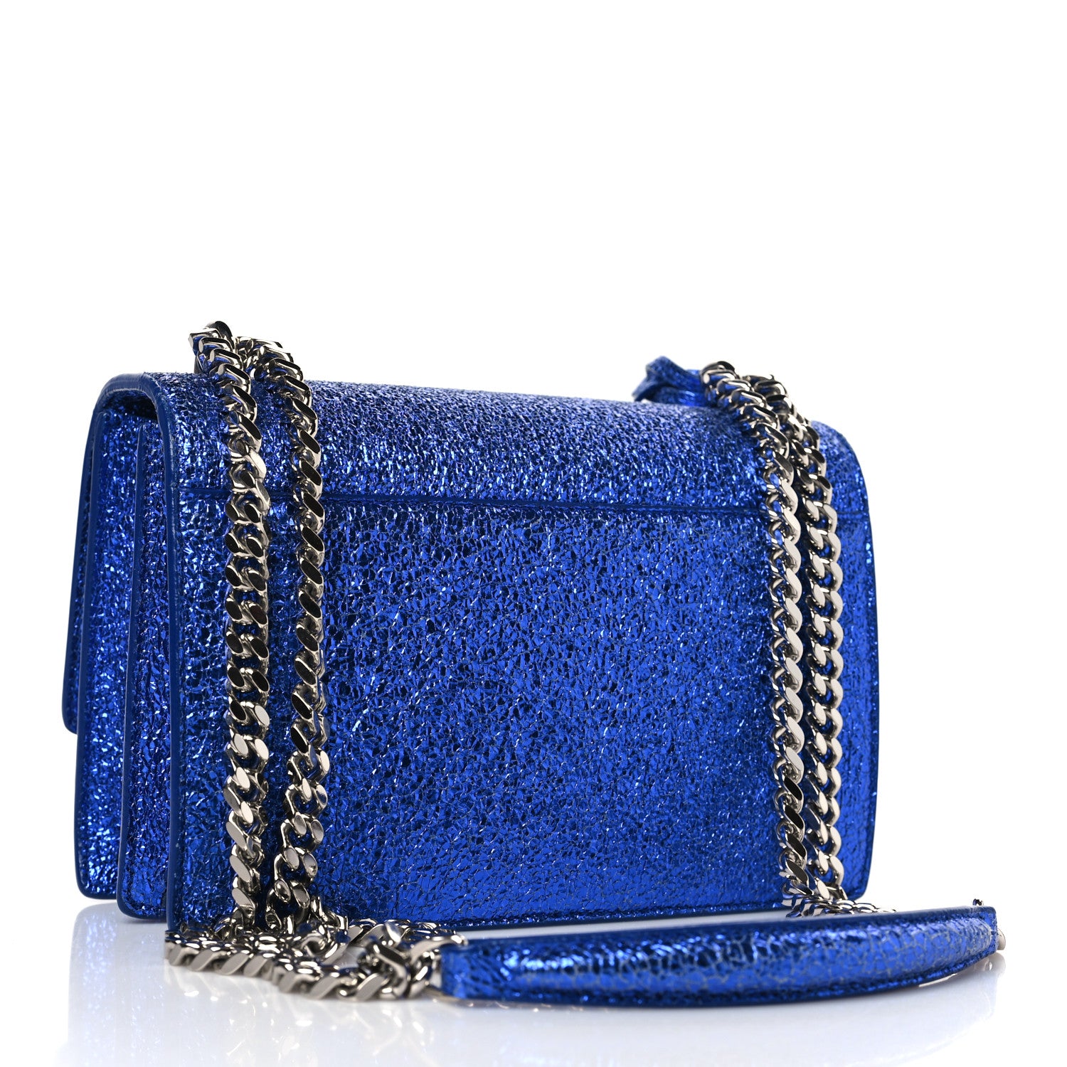 Saint Laurent Metallic Crackled Calfskin Small Monogram Sunset Blue 3 of 8