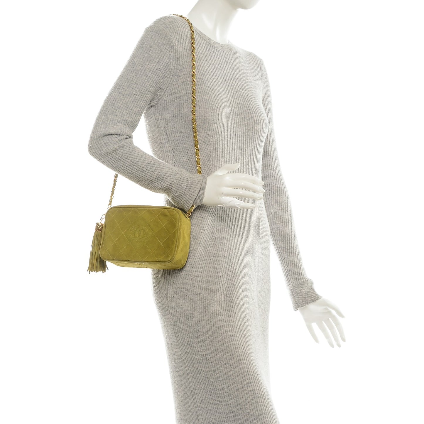 Suede Tassel Camera Case Chartreuse