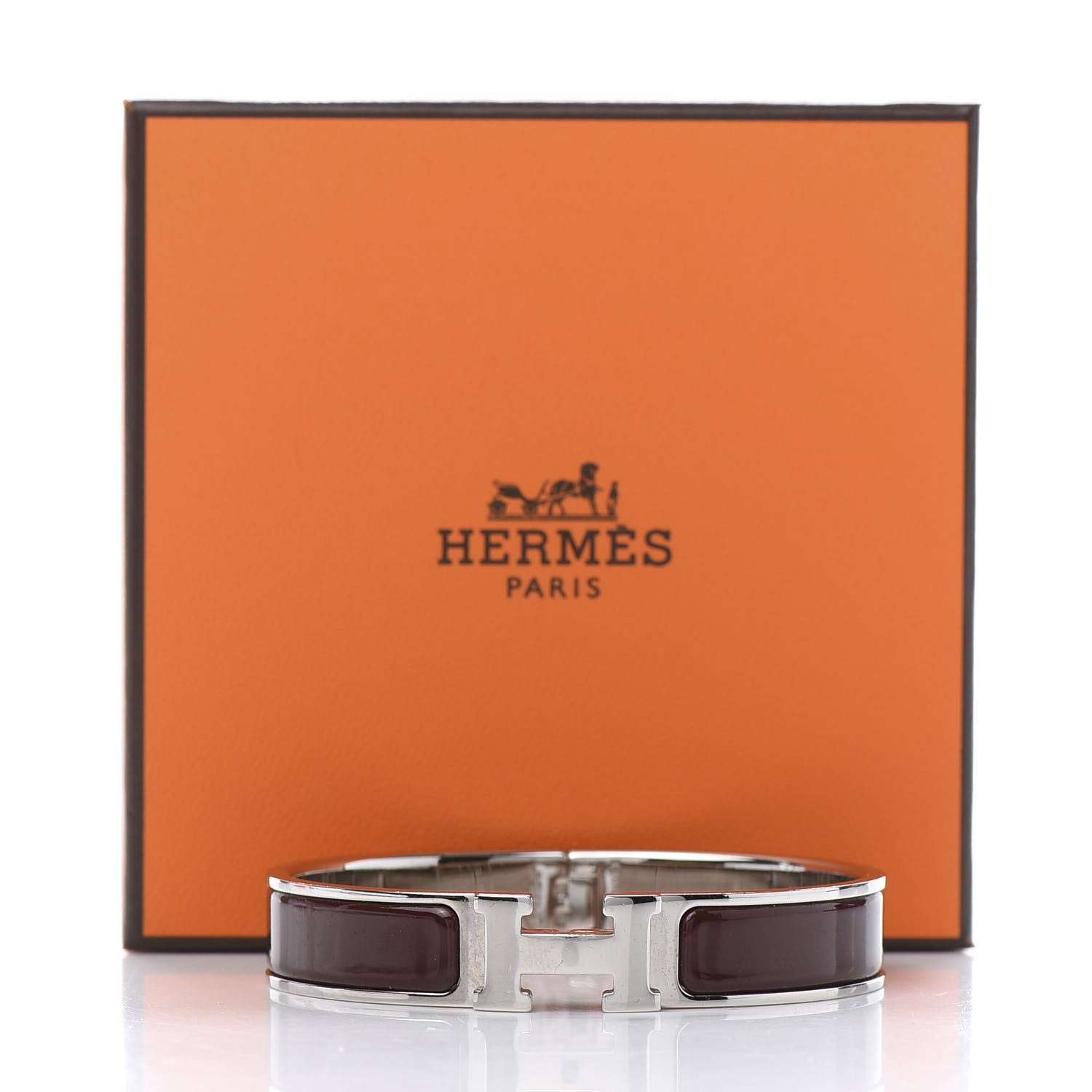 Hermes Enamel Narrow Clic Clac H Bracelet PM Burgundy 5 of 5