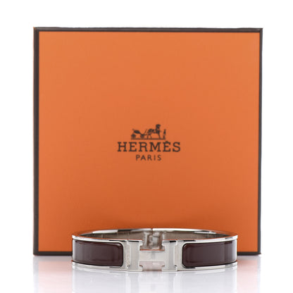 Hermes Enamel Narrow Clic Clac H Bracelet PM Burgundy 5 of 5
