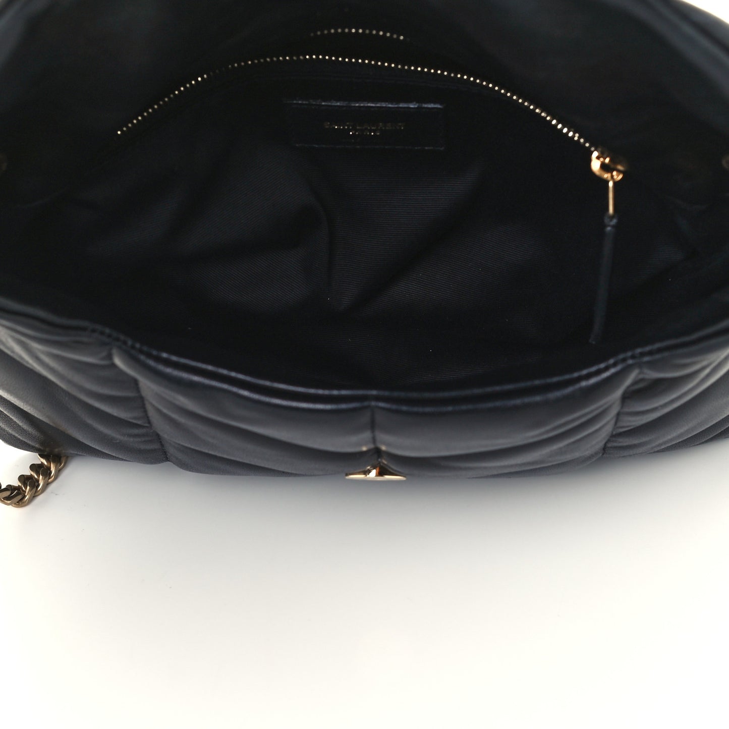 Lambskin Quilted Small Loulou Puffer Monogram Chain Satchel Black