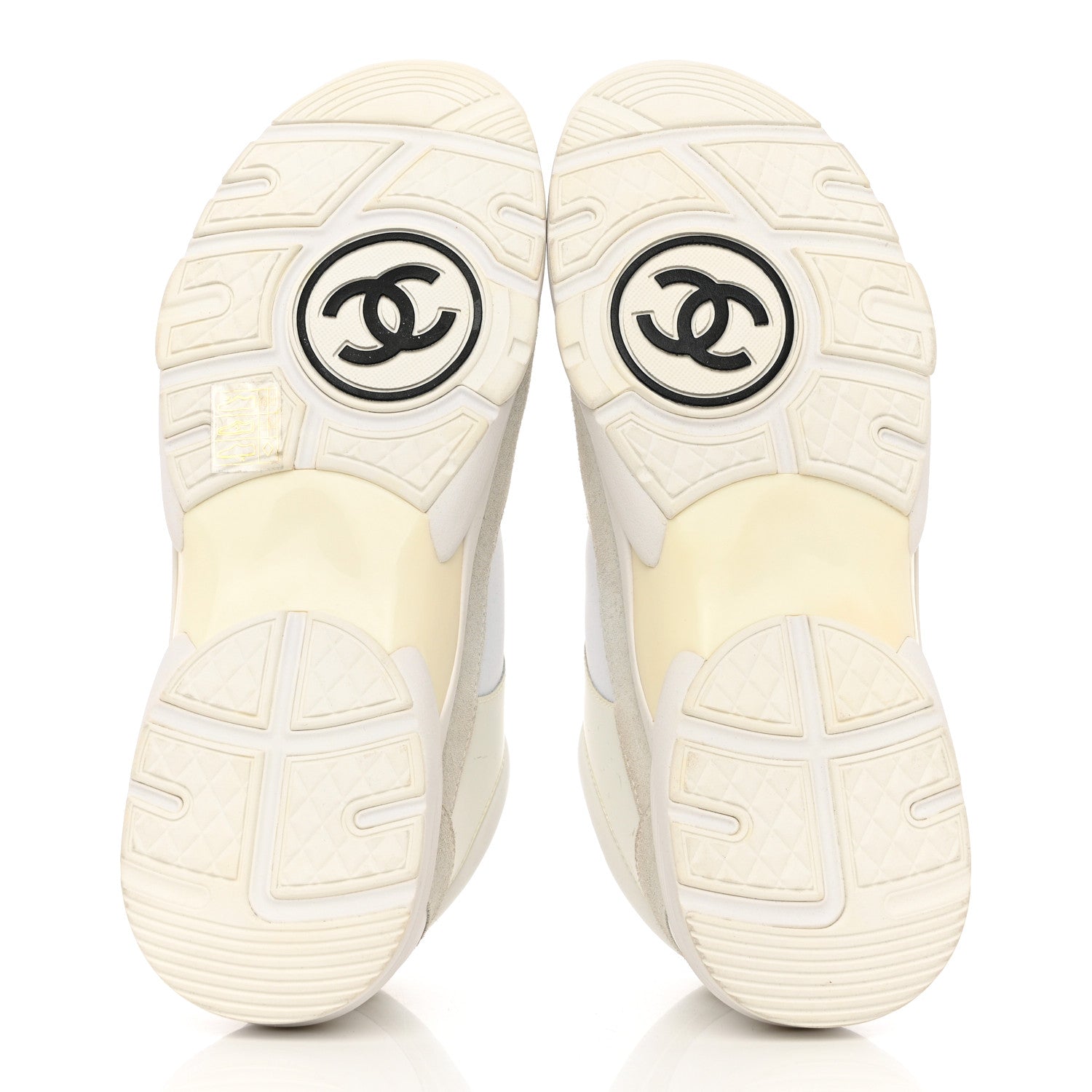 Chanel Suede Calfskin Fabric CC Sneakers 41 White 5 of 10