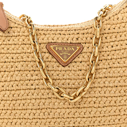 Prada Yarn Raffia Effect Crochet Re-Edition 2005 Shoulder Bag Naturale 9 of 11
