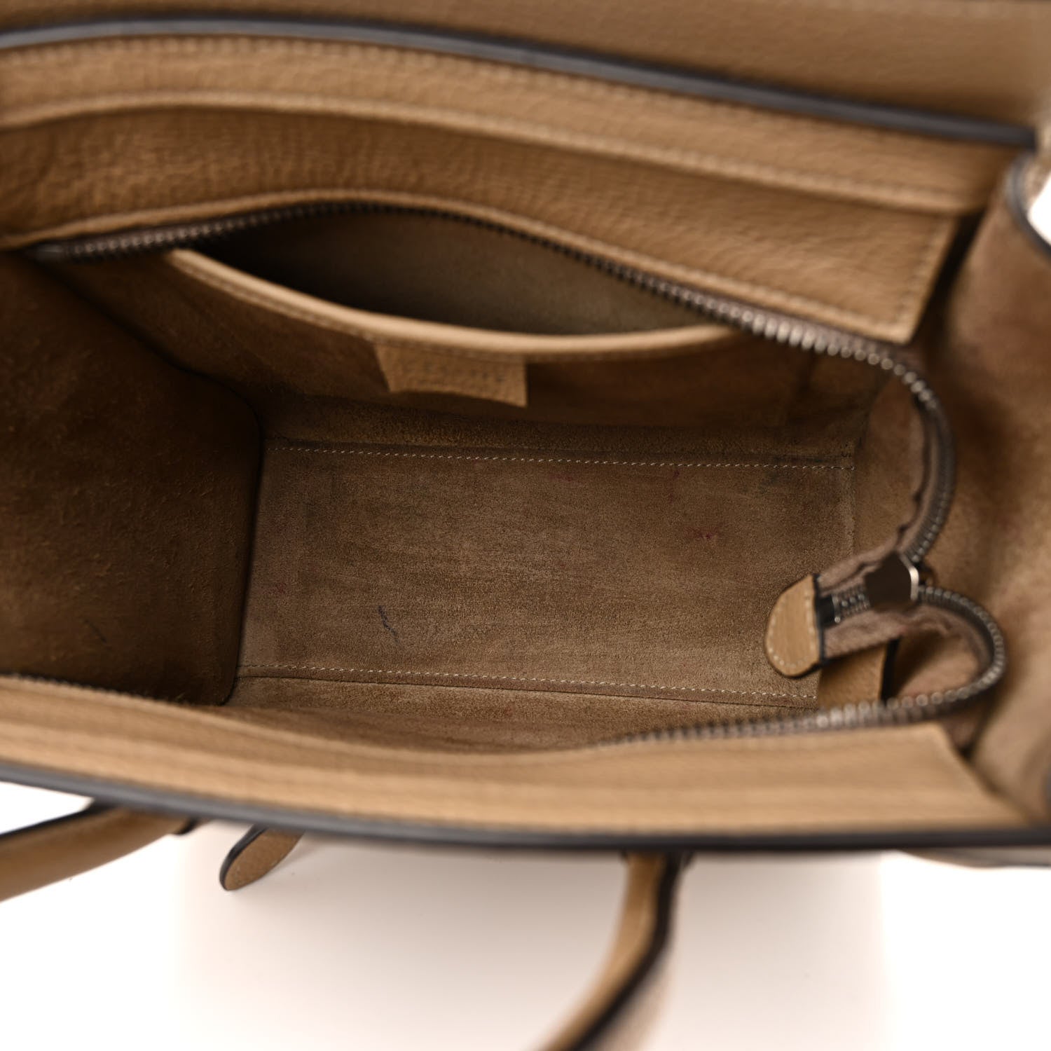 Celine Drummed Calfskin Nano Luggage Dune 5 of 26