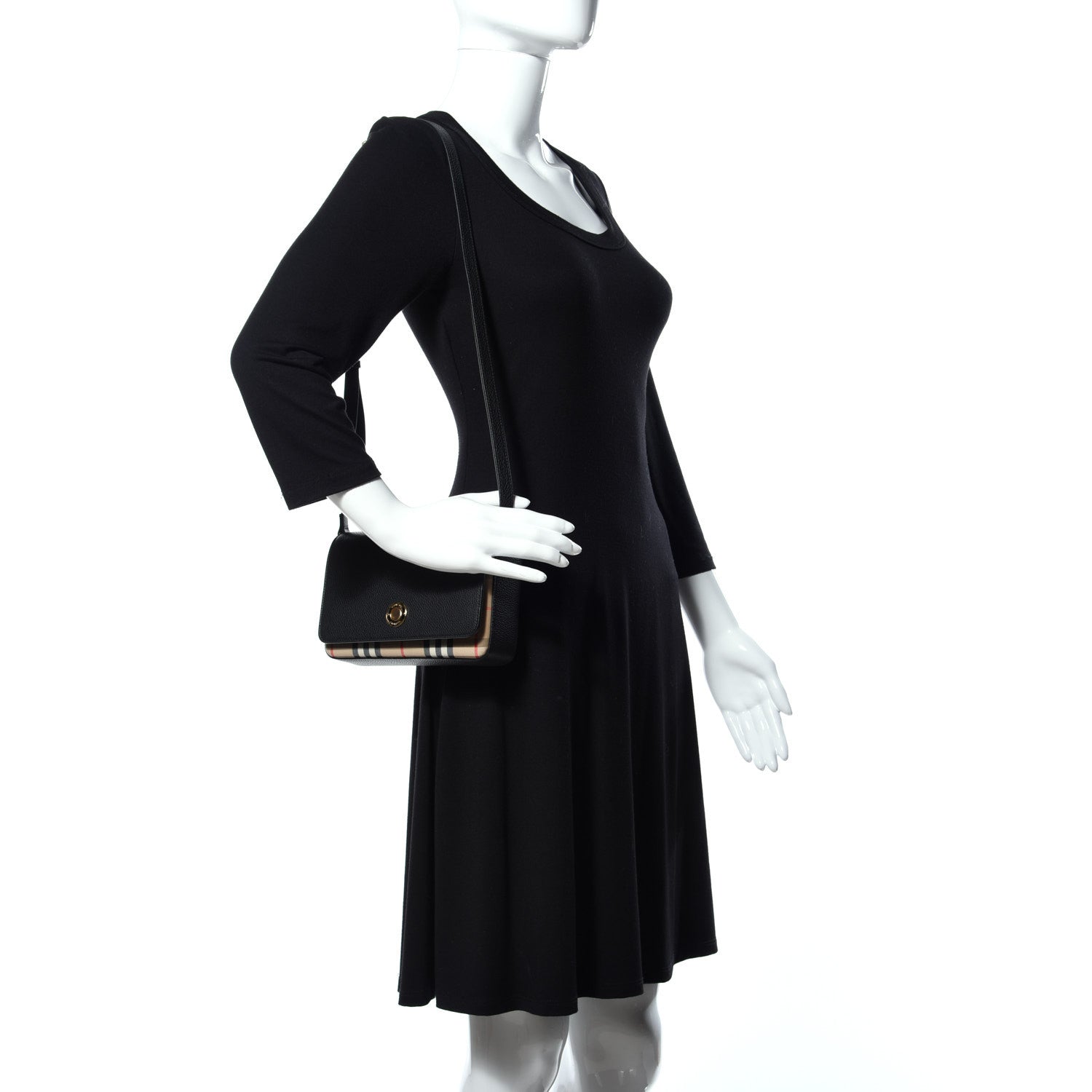 Burberry Grainy Calfskin Vintage Check Hampshire Crossbody Black 2 of 10