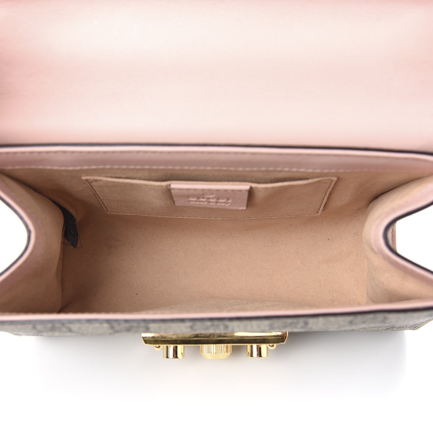 GG Supreme Monogram Calfskin Studded Small Padlock Shoulder Bag Beige Perfect Pink