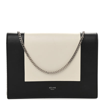Celine Smooth Lambskin Frame Evening Chain Clutch Black White 1 of 10