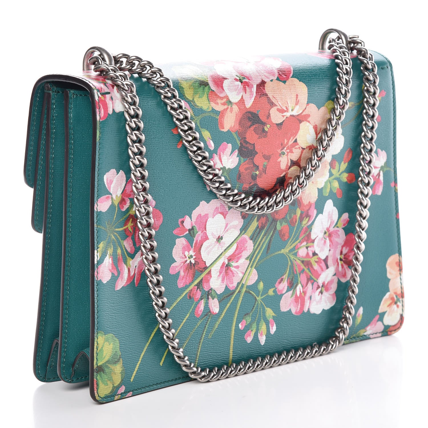 Gucci Calfskin Blooms Print Medium Dionysus Shoulder Bag Bright Emerald Multicolor 3 of 9