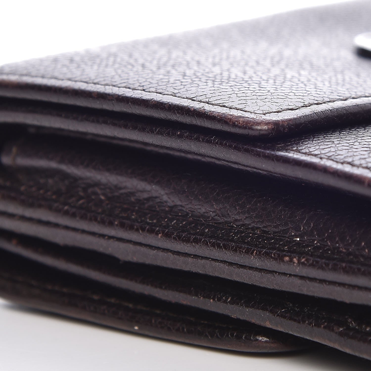 Chanel Grained Calfskin CC Button Compact Wallet Dark Brown 11 of 17