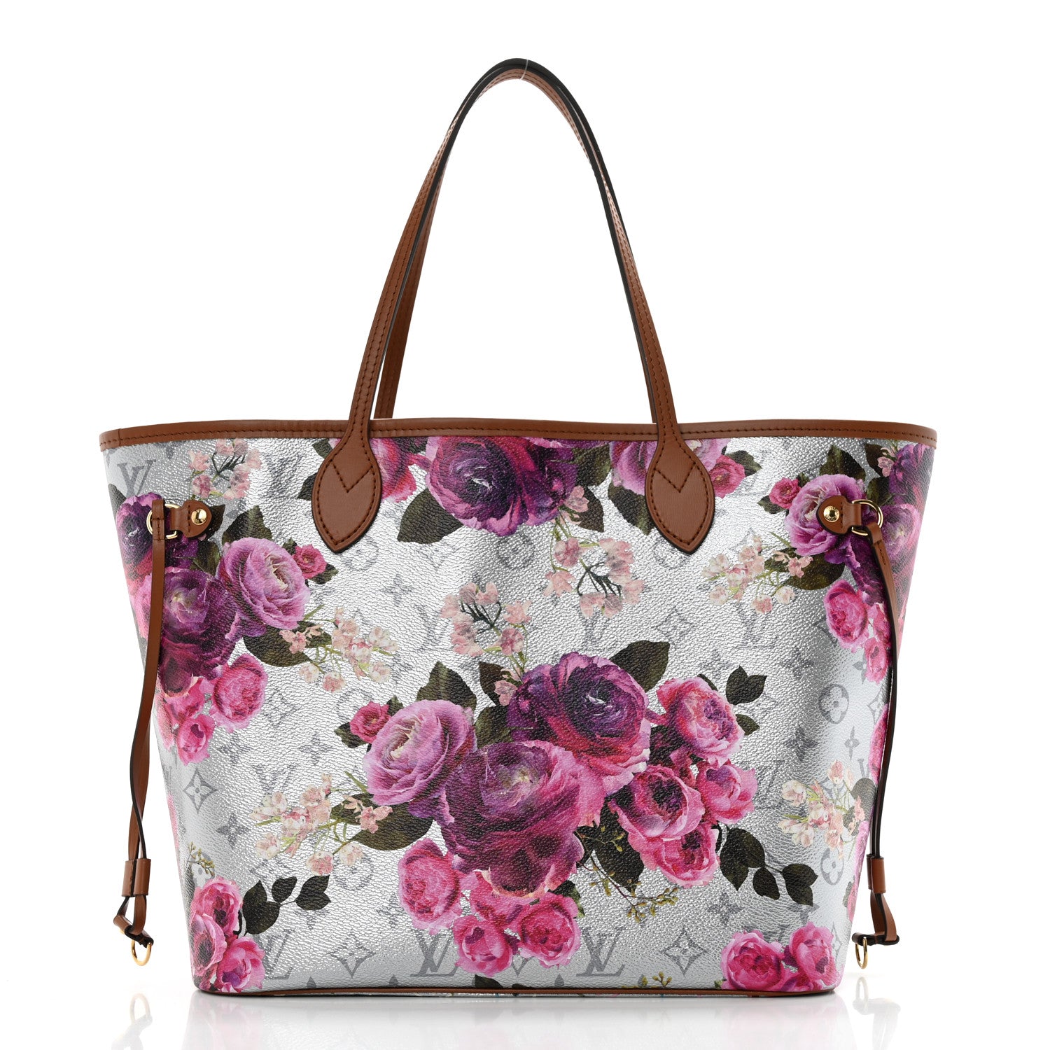 Louis Vuitton Metallic Monogram LV Garden Neverfull MM Silver