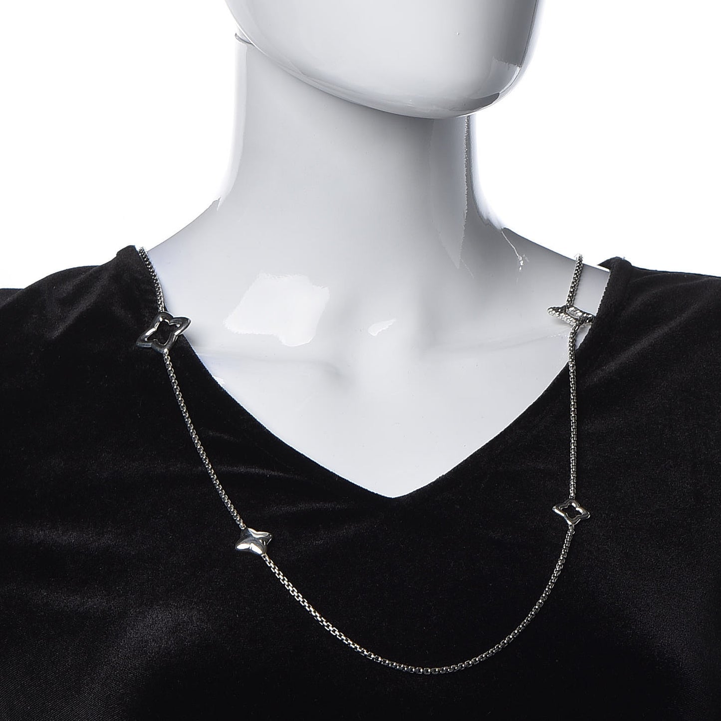 Sterling Silver 25mm Quatrefoil Chain Necklace