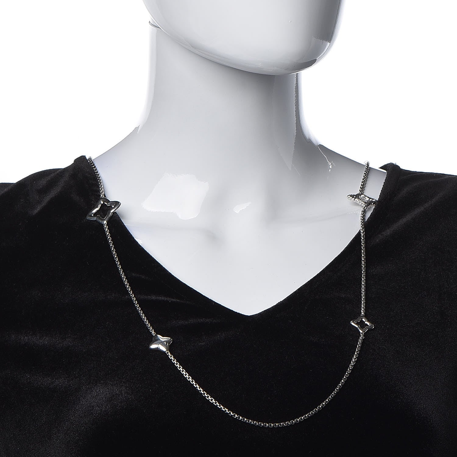 David Yurman Sterling Silver 25mm Quatrefoil Chain Necklace 2 of 5