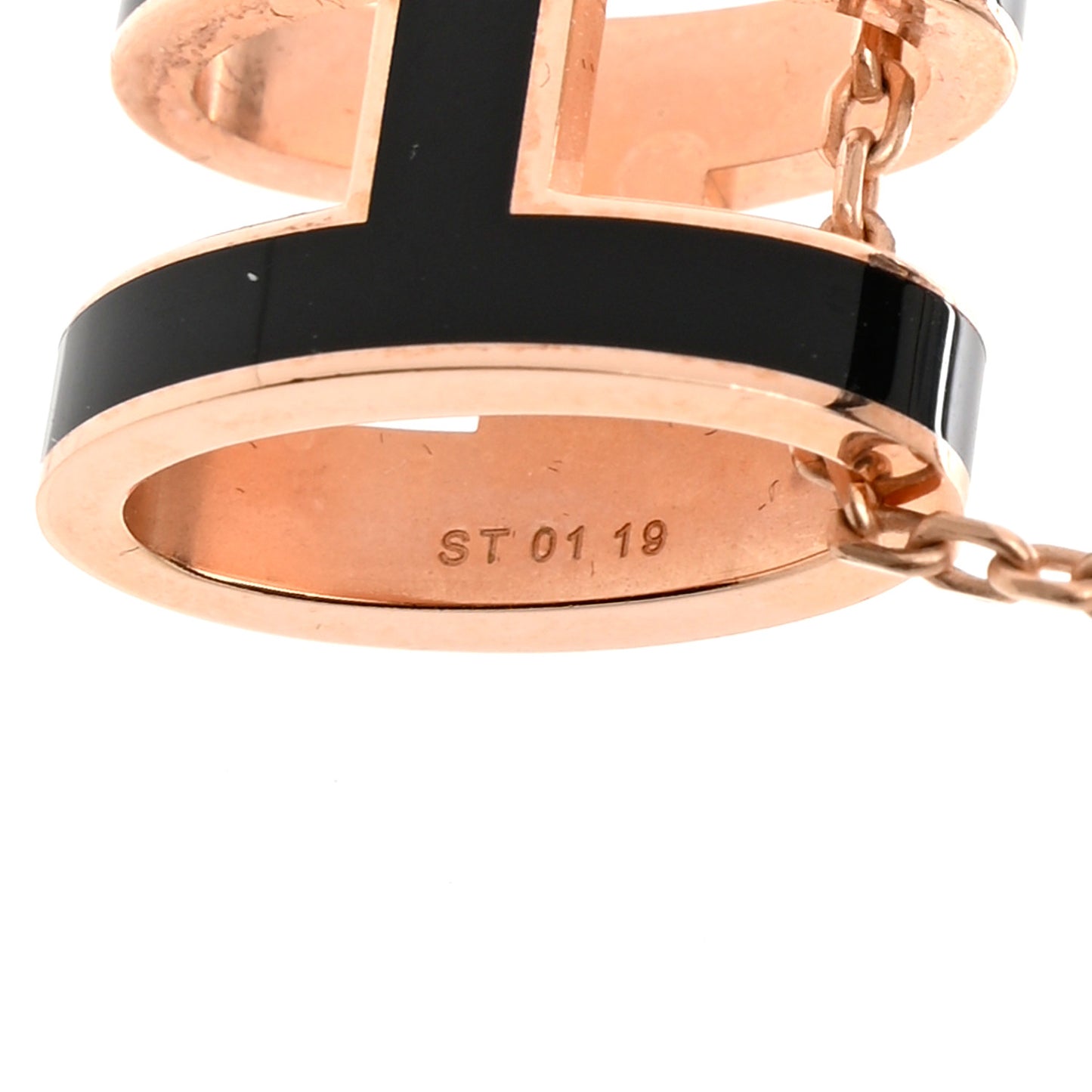 Lacquered Rose Gold Pop H Pendant Necklace Black