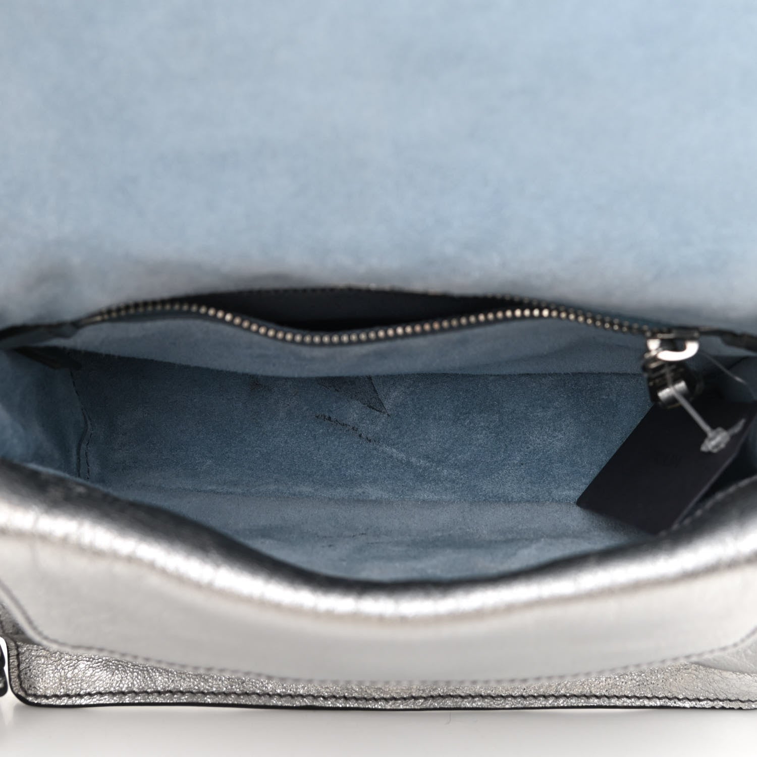 Prada Metallic Glace Calfskin Studded Etiquette Flap Cromo Astrale 5 of 10