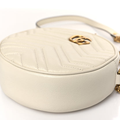 Gucci Calfskin Matelasse Mini GG Marmont Round Shoulder Bag White 9 of 9