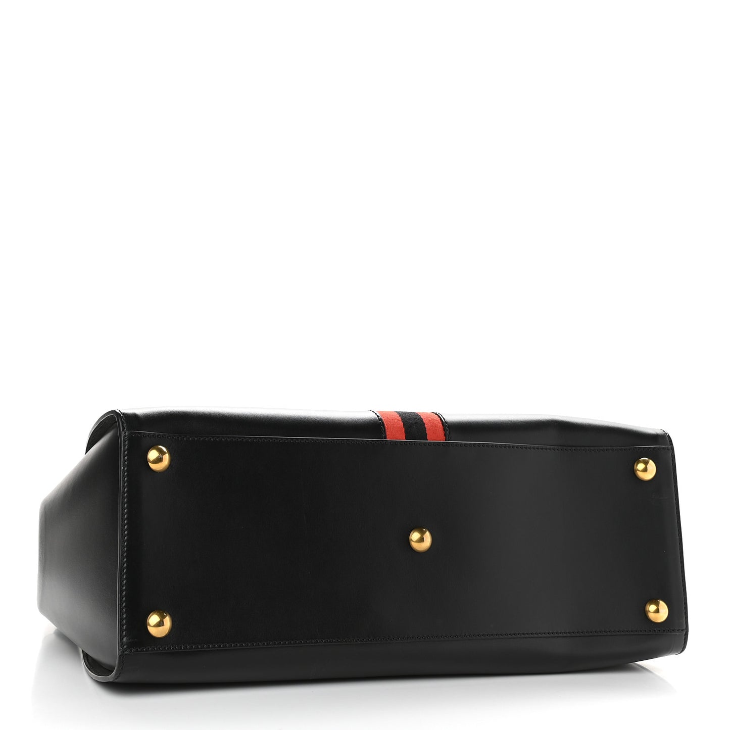Plutone Calfskin Web Large Turn Lock Top Handle Duffle Bag Black
