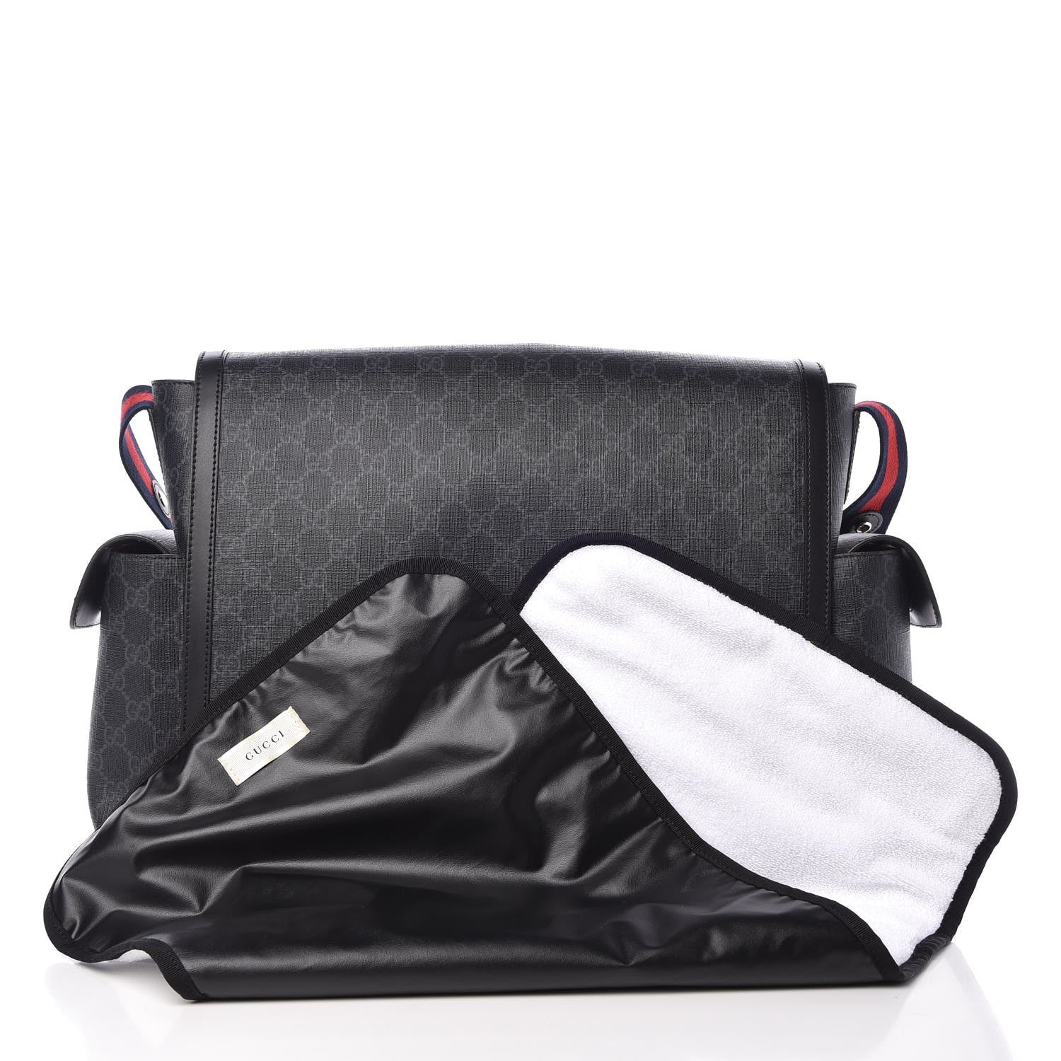 Gucci GG Supreme Monogram Web Messenger Diaper Bag Black Grey 8 of 8