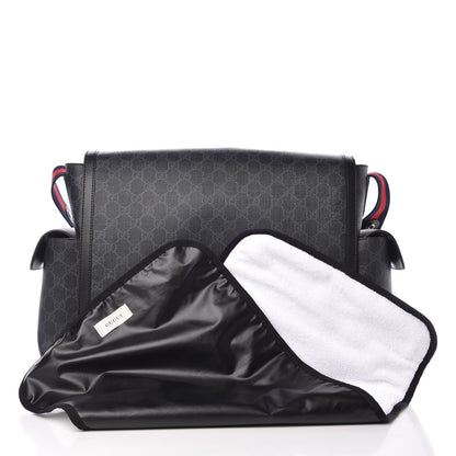 Gucci GG Supreme Monogram Web Messenger Diaper Bag Black Grey 8 of 8