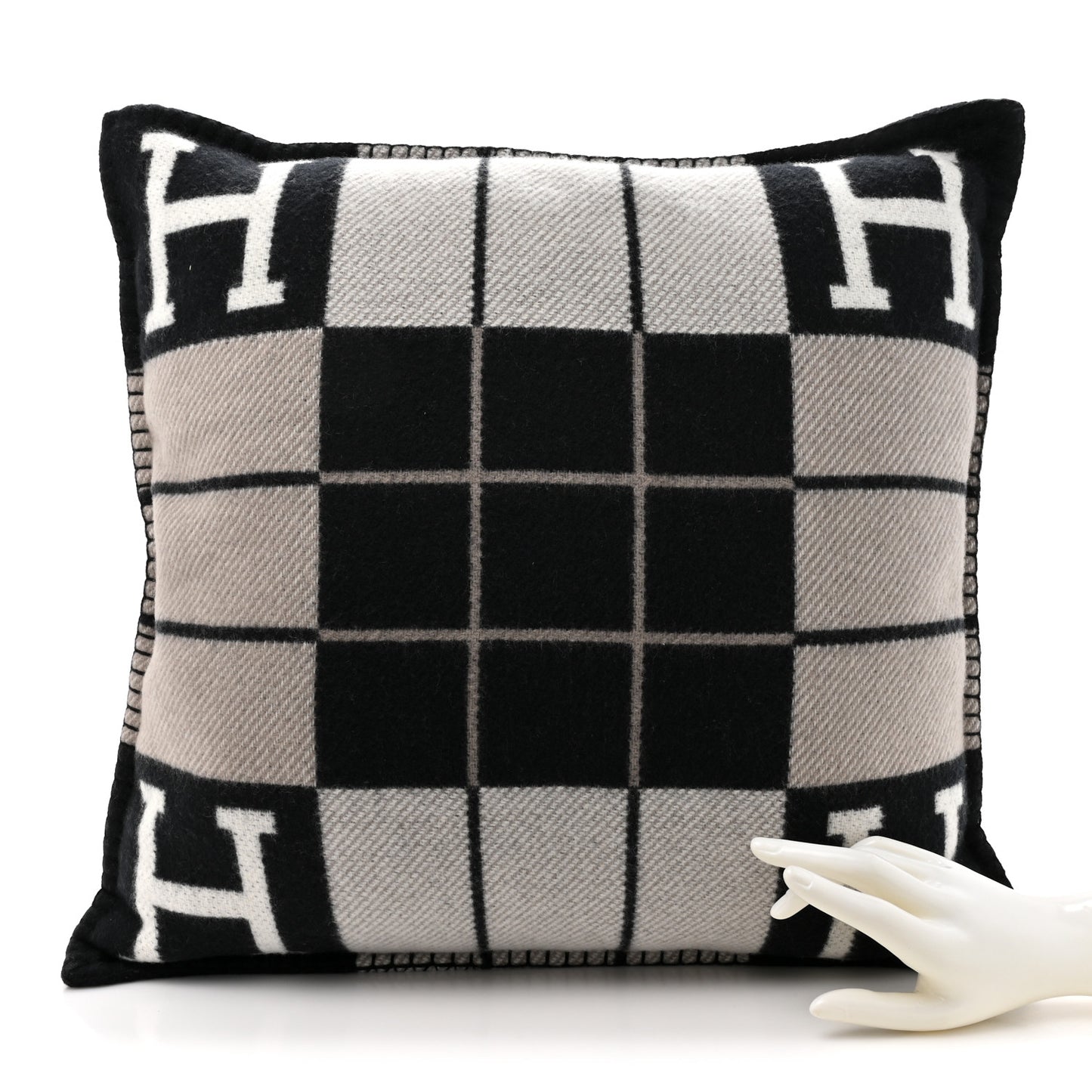 Wool Cashmere Avalon III Pillow PM Ecru Black