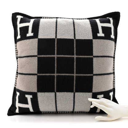 Hermes Wool Cashmere Avalon III Pillow PM Ecru Black 2 of 5