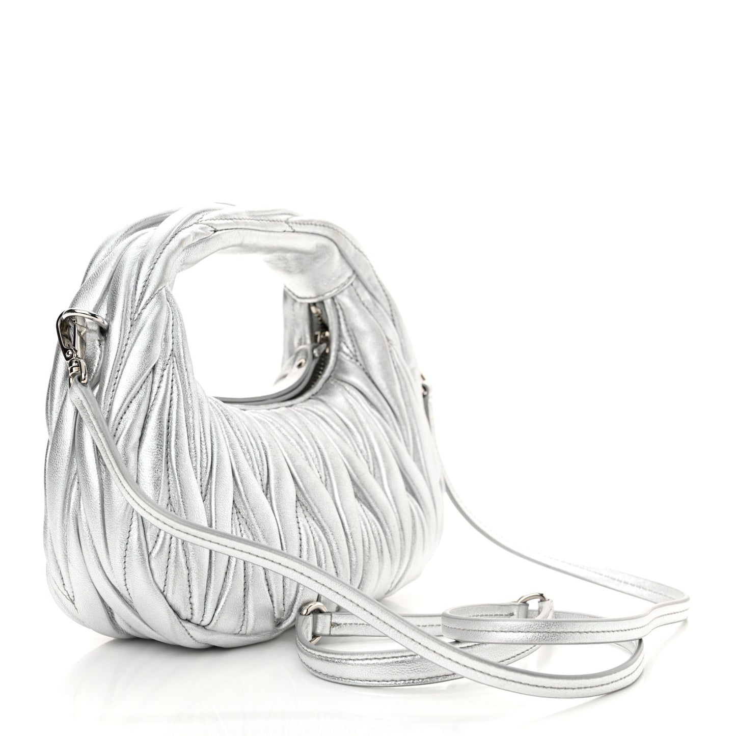 Metallic Nappa Matelasse Mini Wander Hobo Cromo