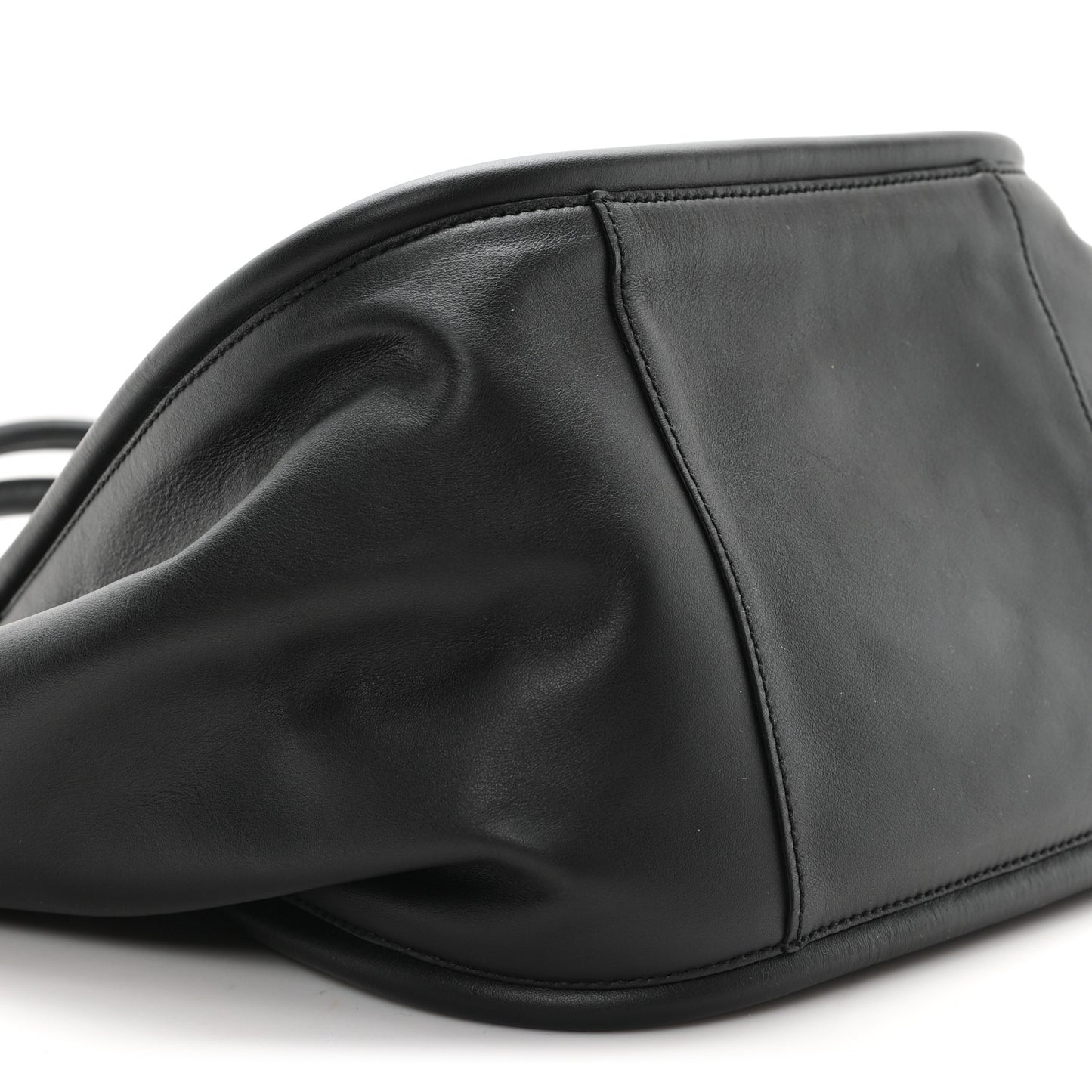 Calfskin Large Ruched Tote Black