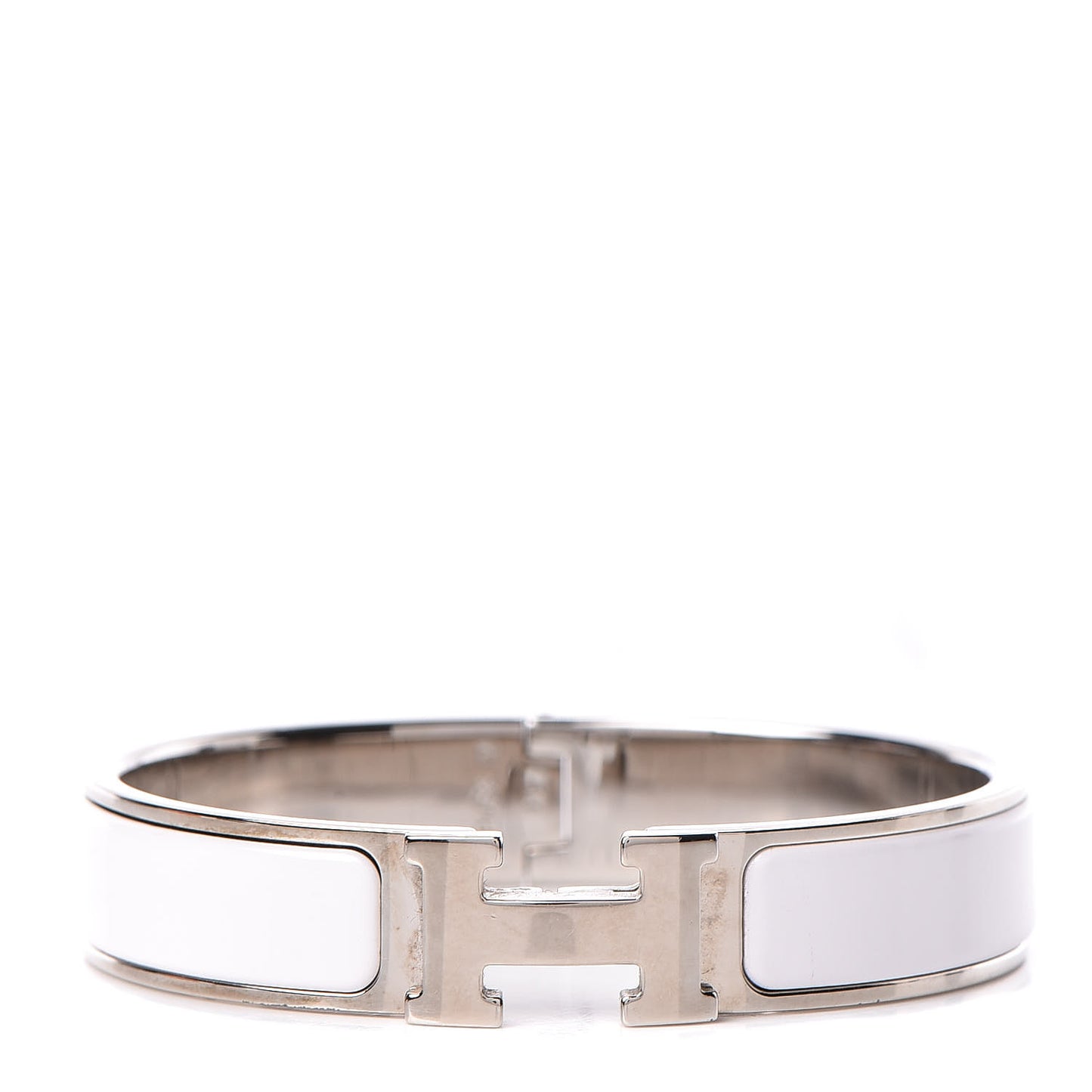 Enamel Narrow Clic Clac H Bracelet PM White