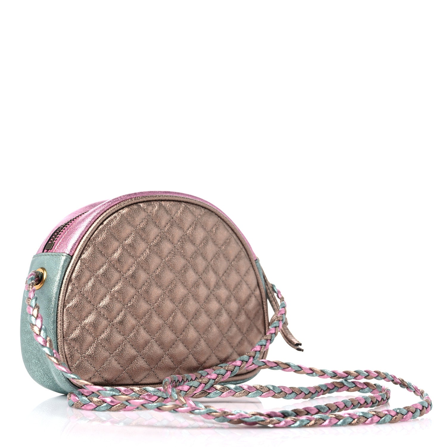 Gucci Laminated Nappa Trapuntata Mini Zumi Dome Shoulder Bag Rosa Lago Rame 3 of 9