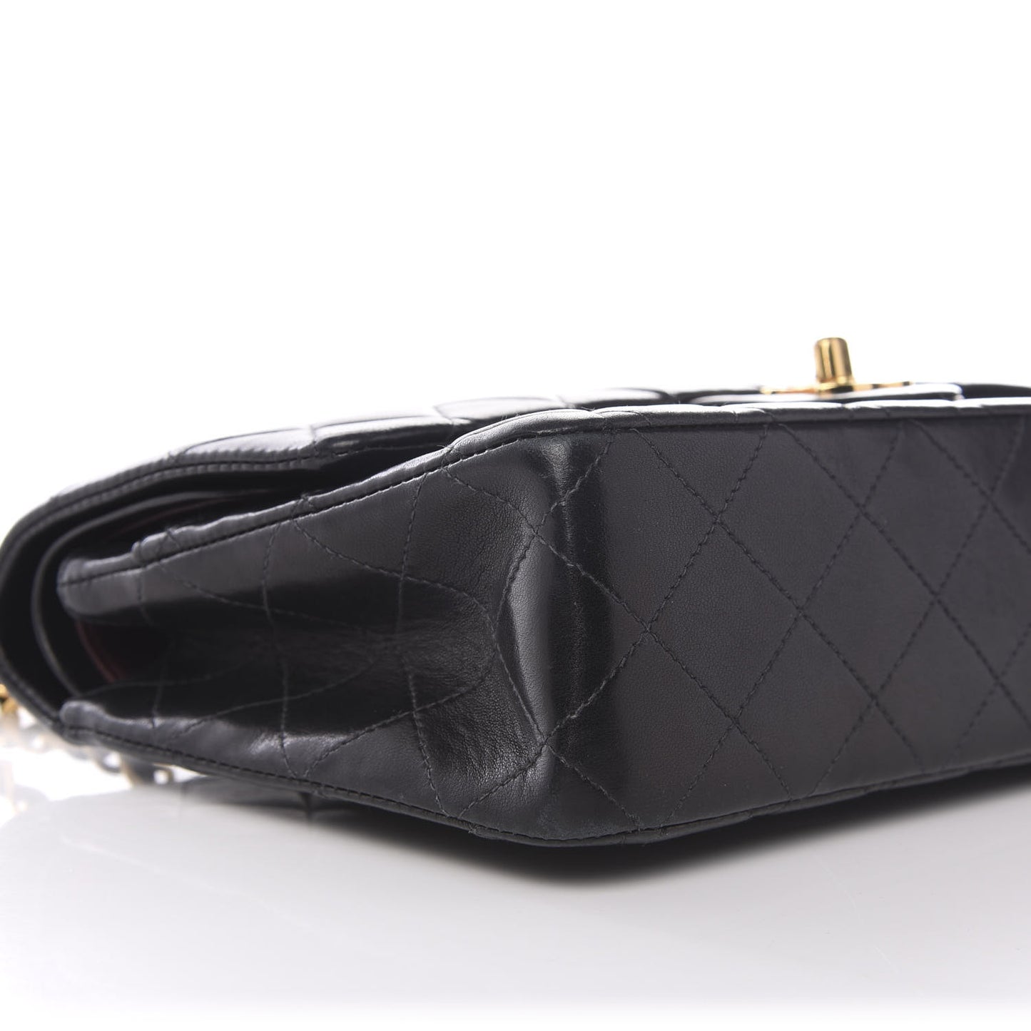 Lambskin Quilted Medium Double Flap Black