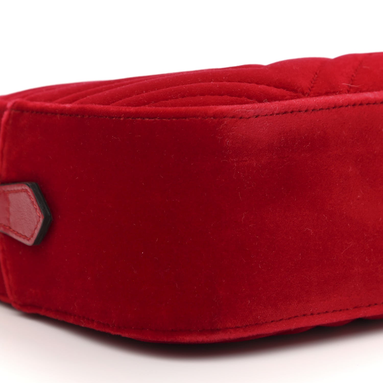 Gucci Velvet Matelasse Small GG Marmont Chain Shoulder Bag Hibiscus Red 9 of 10