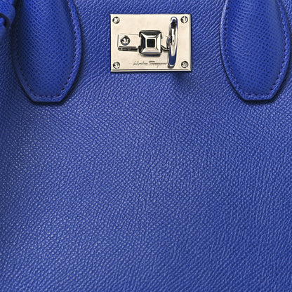 Salvatore Ferragamo Hammered Calfskin Small The Studio Box Bag Lapis Lazuli 7 of 11