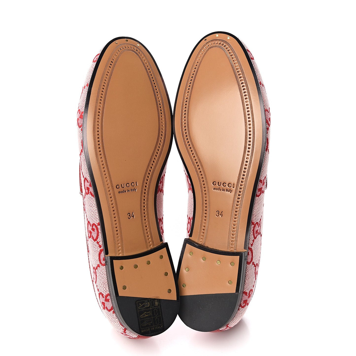Canvas GG Monogram Horsebit Womens Jordaan Loafers 34 Gardenia Hibiscus Red
