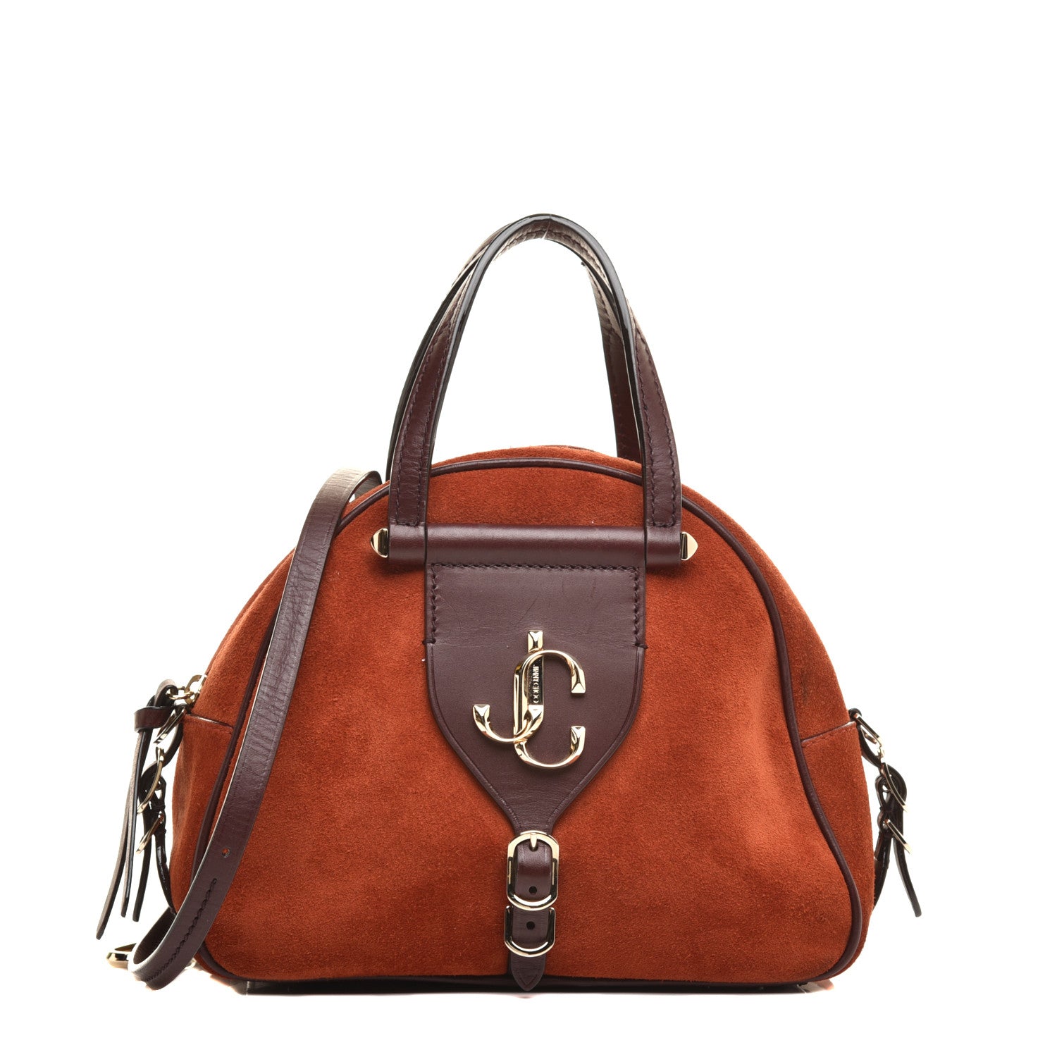 Jimmy Choo Suede Small Varenne Bowling Bag Brown 1 of 8