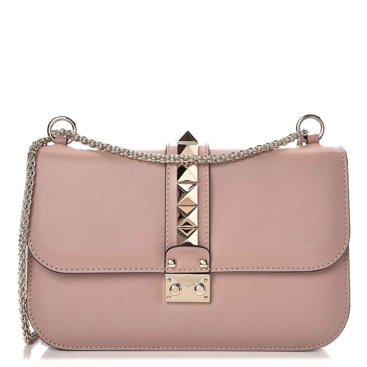 Vitello Medium Glam Lock Rockstud Flap Poudre