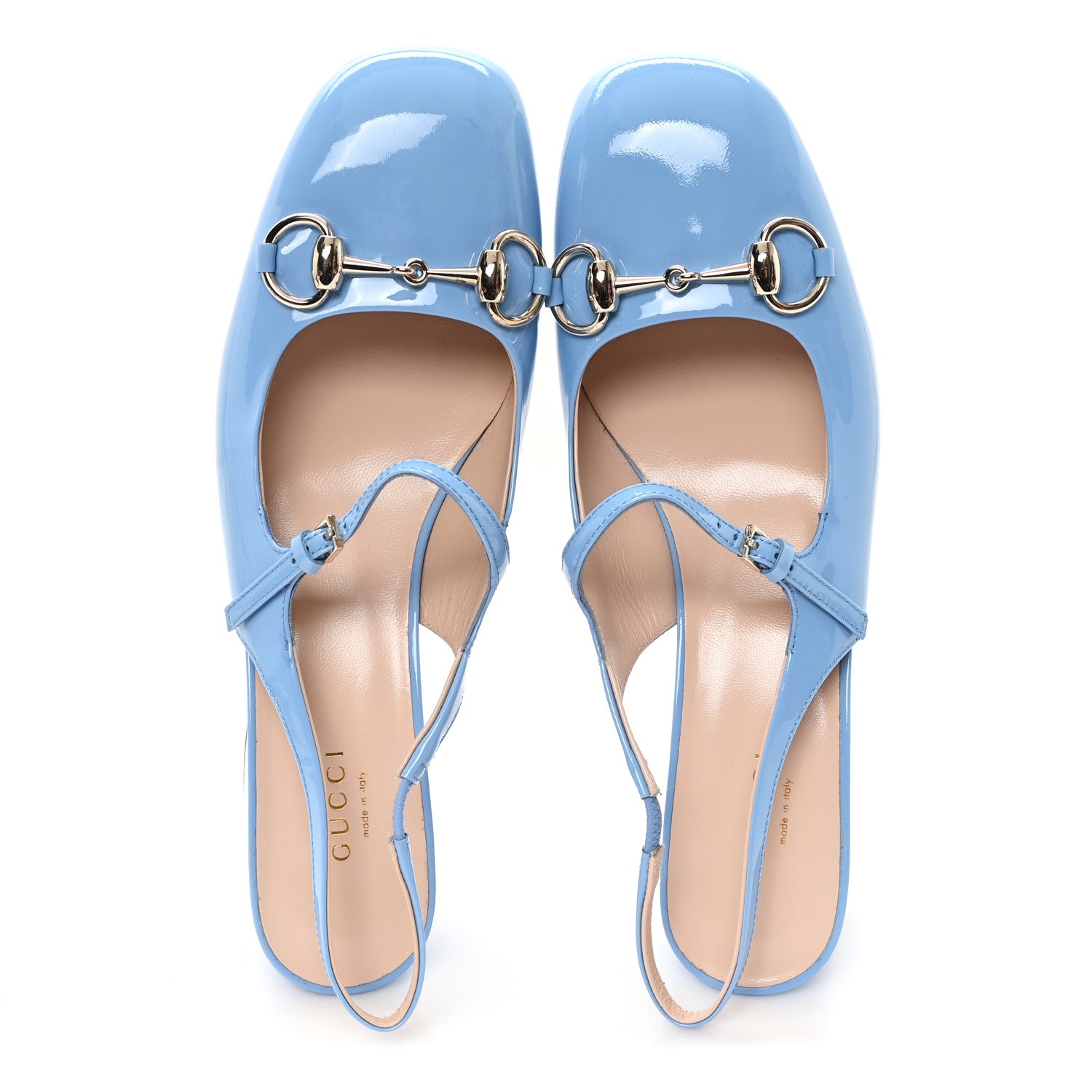 PHS GUCCI 水色マーブル ヒールサンダル Gucci Vernice Crystal Horsebit Charlotte 42mm Slingback Pumps 37.5