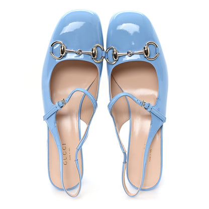 Gucci Vernice Crystal Horsebit Charlotte 42mm Slingback Pumps 37.5 Glacial Blue 2 of 10