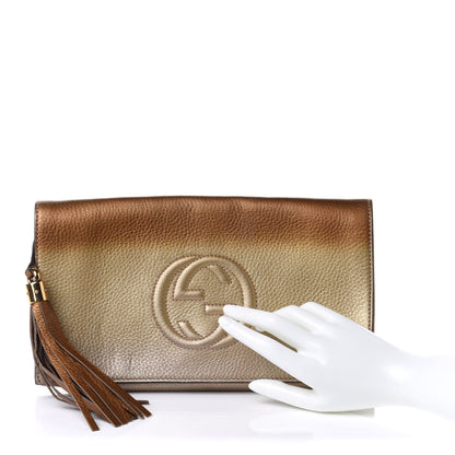 Gucci Metallic Pebbled Calfskin Medium Soho Clutch Gold Ombre 3 of 11